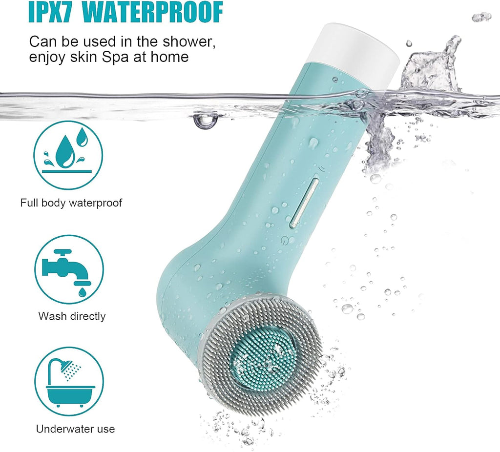 Brosse Nettoyante Visage IPX7 Etanche Appareil De Nettoyage Electrique Beauté Brosse Faciale Batterie 2500Mah Pour Tous Les Types De Peau Nettoyage En Profondeur/Exfoliation/Massage, Bleu
