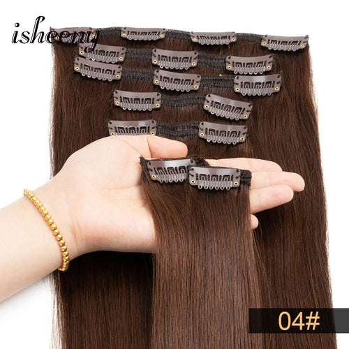 14"-22" Clip in Human Hair Extensions Brazilian Remy Natural Clip Human Hair Extension Real Natural Clip on 70G-100G