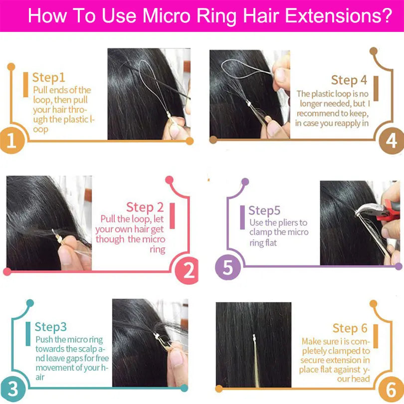Yaki Straight Micro Ring Loop Hair Extensions 100 Strand Brazilian Remy Hair Micro Link Hair Extension for Women