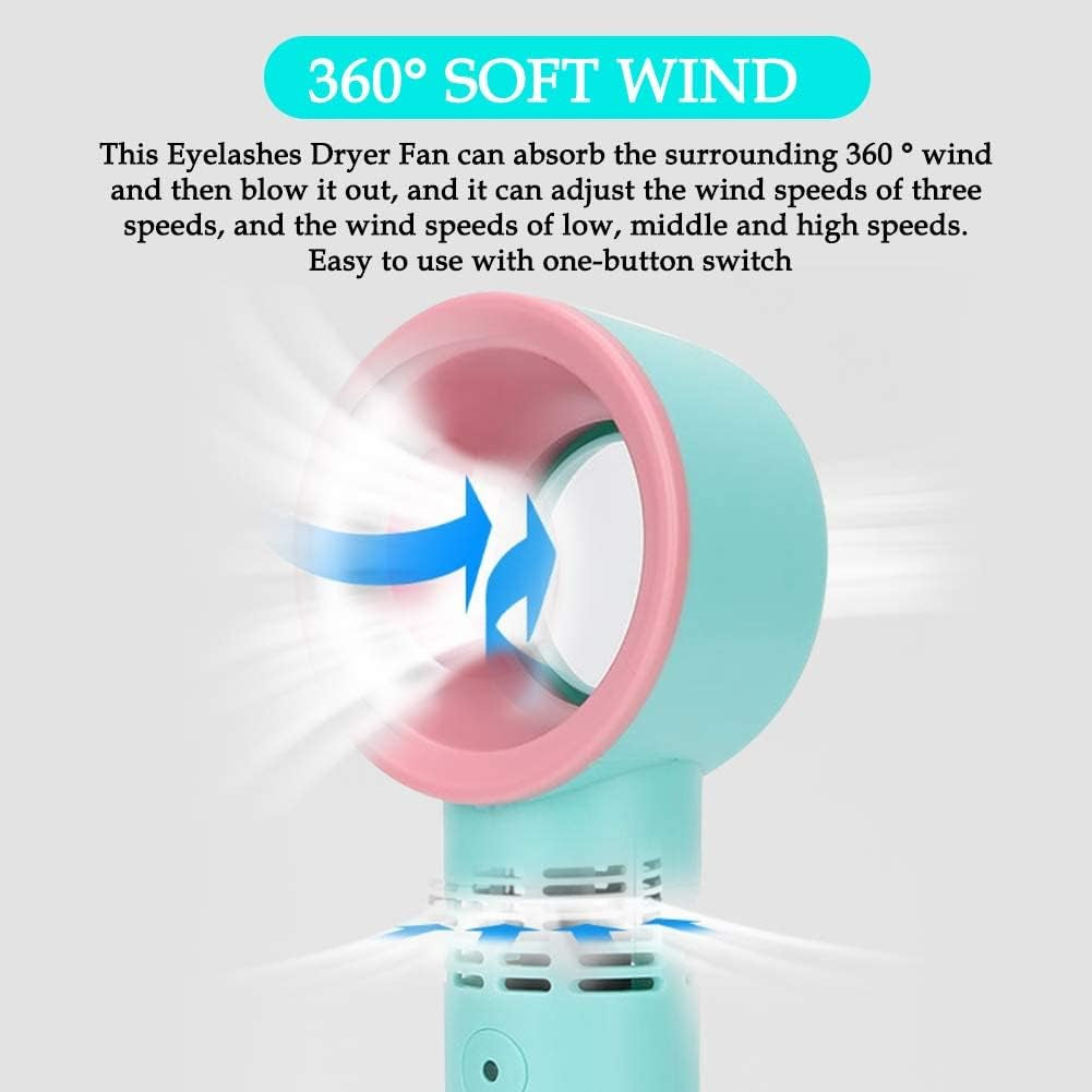Mini Sèche Cils Sans Lame, Ventilateur Portable Rechargeable Par Usb Pour Extensions De Cils, Climatisation Essentielles a Main Cils/Maquillage/Enfants Fan Portatif Silencieux Extérieur, Intérieur