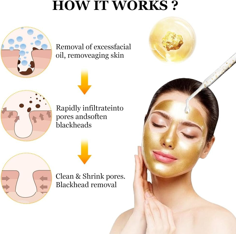 Gold Foil Peel-Off Mask, Gold Foil Tear-Off Mask, Gold Foil Tear off Mask, Gold Peel off Mask, Golden Peel off Mask (2 Pcs) (B)
