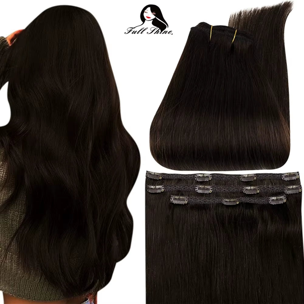 50 Grams Clip in Hair Extensions Human Hair Ombre Color 3Pcs Human Hair Clip in Extensions for Women