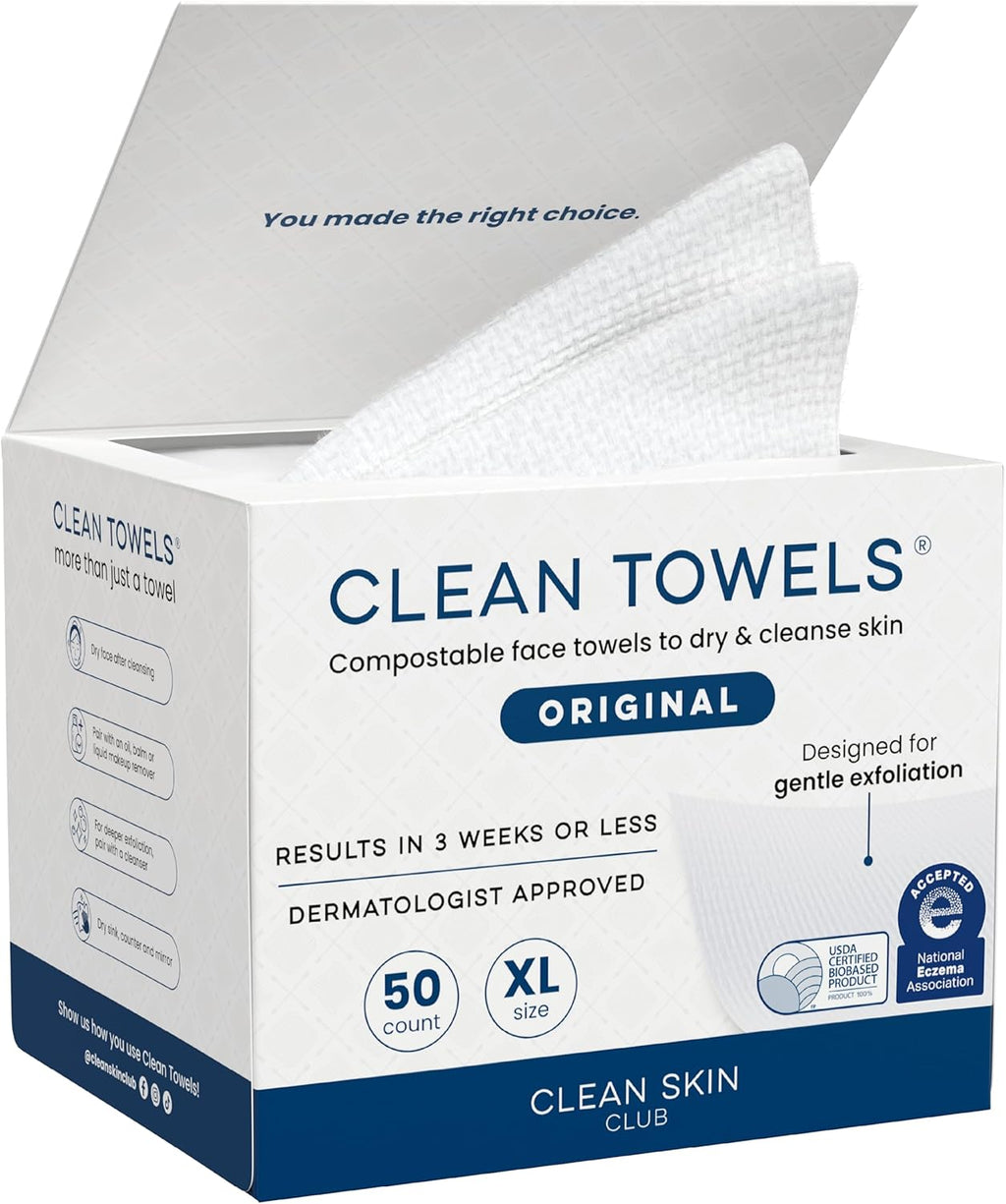 Serviettes Visage XL 100% Biologiques Certifiées USDA, Approuvées Par Les Dermatologues, Anti-Acné Serviettes Jetables Pour Le Visage Et Le Démaquillage, Ultra Douces
