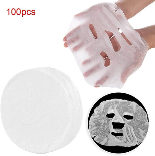 100 Pièces De Masque Facial De Soins, Masque Facial De Beauté Femme Coton Diy Facial Sheet Masks Masque Facial En Coton Blanc Masque Facial De Compression Jetable Pour Le Soin De La Peau