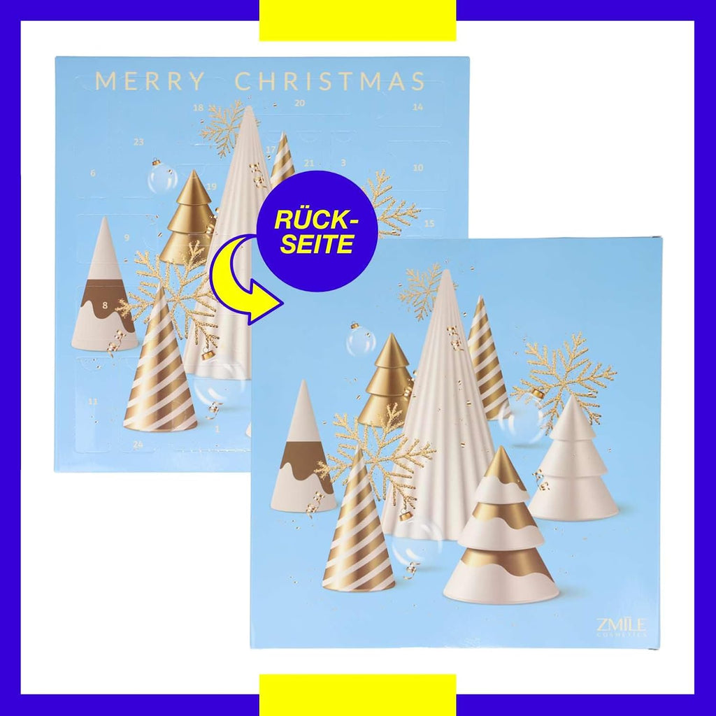 Beauty Advent Calendar '3D Christmas Trees' - 24 Surprises for Make-Up and Styling in Traditional Door Advent Calendar with Vegan Cosmetics