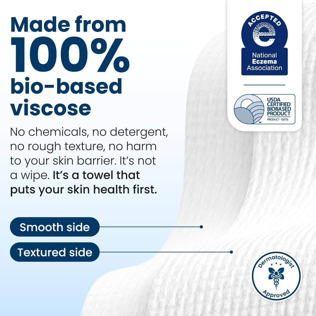 Serviettes Visage XL 100% Biologiques Certifiées USDA, Approuvées Par Les Dermatologues, Anti-Acné Serviettes Jetables Pour Le Visage Et Le Démaquillage, Ultra Douces