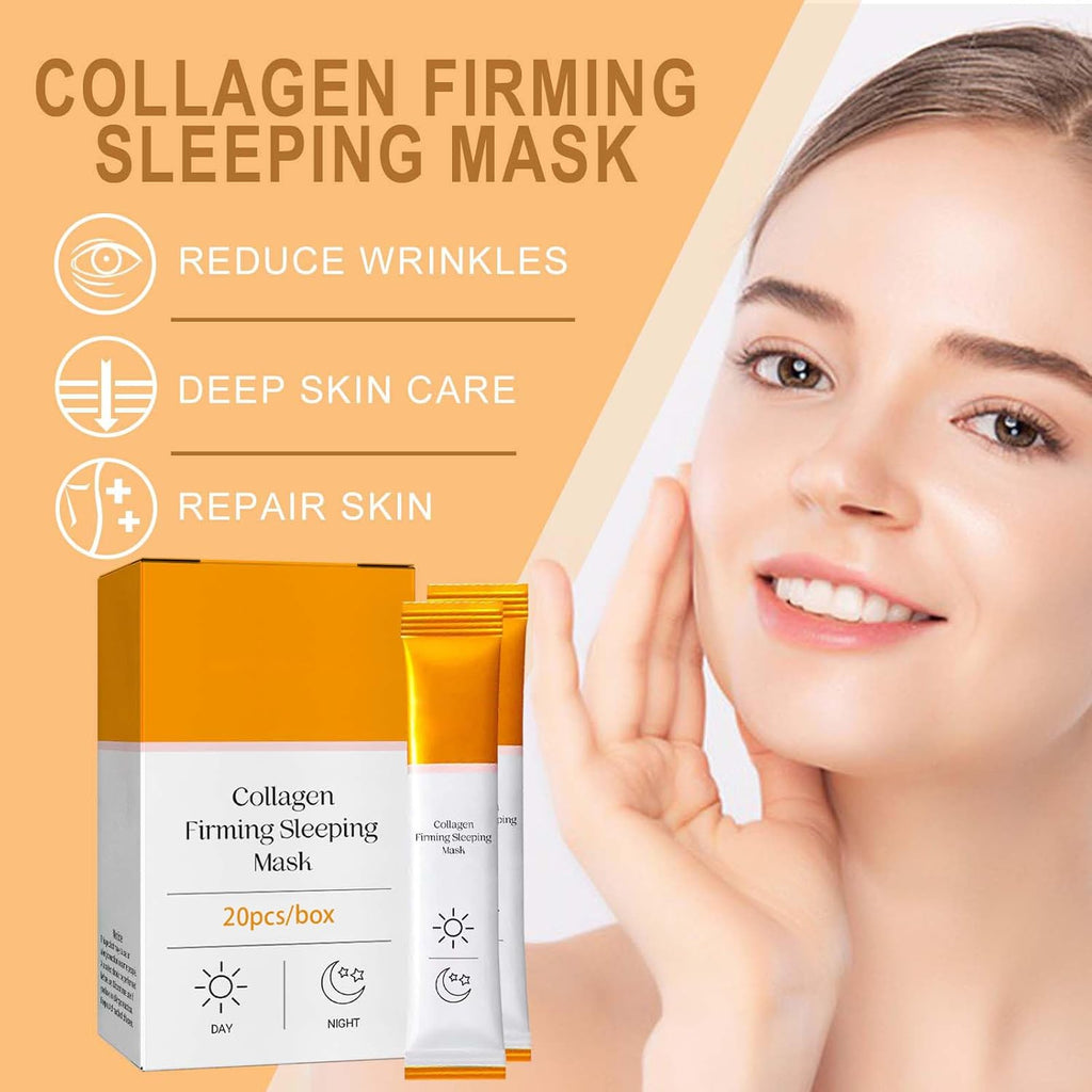 20 Pièces Korean Collagen Firming Mask, Masque Raffermissant Au Collagène Coréen,Hydratant Masque De Visage Transparent Anti-Âge, Masque Facial De Sommeil Nocturne Sans Lavage (1Box)