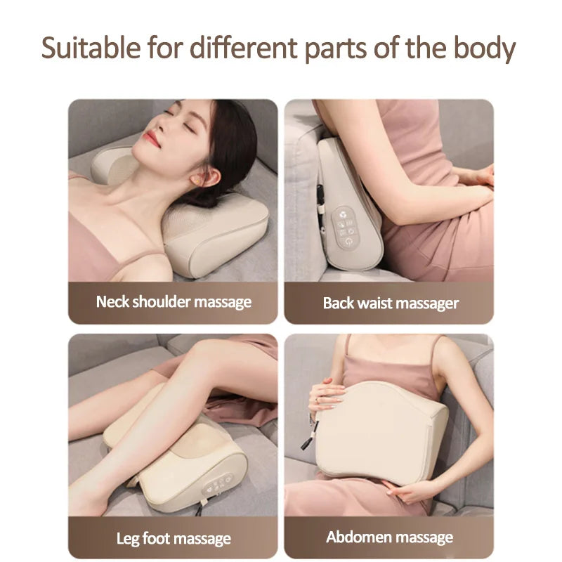 Neck Massage Pillow Cervical Massager Waist Back Shoulder Shiatsu Kneaded Multifunctional Hot Compress Relaxation Gift