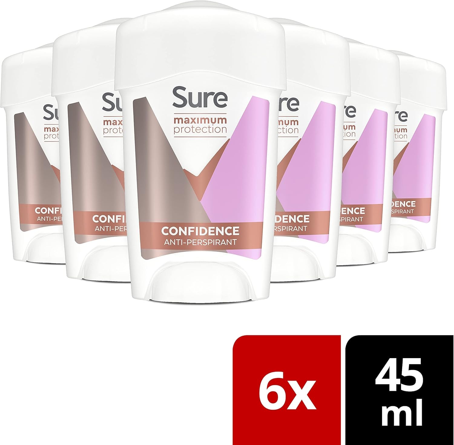 Sure Déodorant Anti-Transpirant Confidence Maximum Pour Femmes, 45 Ml, Paquet De 6