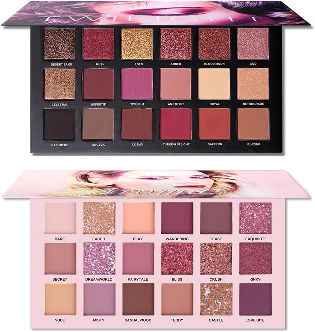 Twilight Dust + Aromas the New Nude Eyeshadow Palette Makeup Set Matte Shimmer Glitter Ppressed Pearl All Highly Pigmented Blending Powder Natural Velvet Texture Eye Shaow Kit