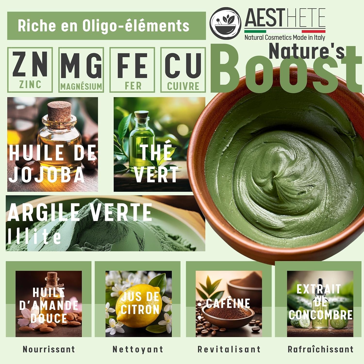 250Ml Masque Point Noir Visage Pour Femme Et Homme Avec Argile Verte Et Zinc - Stimolante Collagene - Hydratant, Purifiant, Bio - Maxi Format - Régulateur De Sébum - Anti-Imperfections & Pores Dilatés