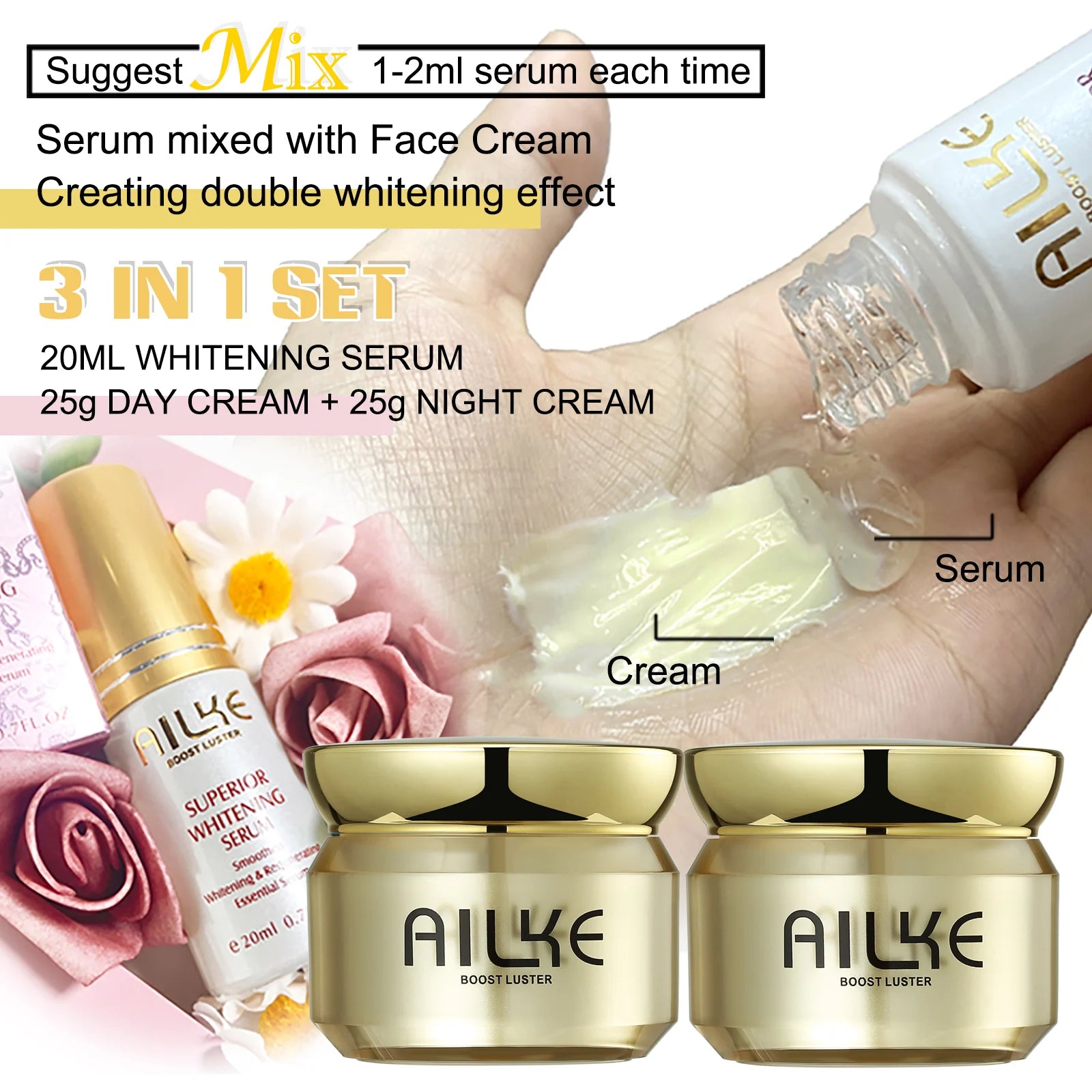 Whitening Face Care Set for All Skin Types, with Glutathione, Nicotinamide, Reduce Dark Spots, Freckles, Even Skin Tone