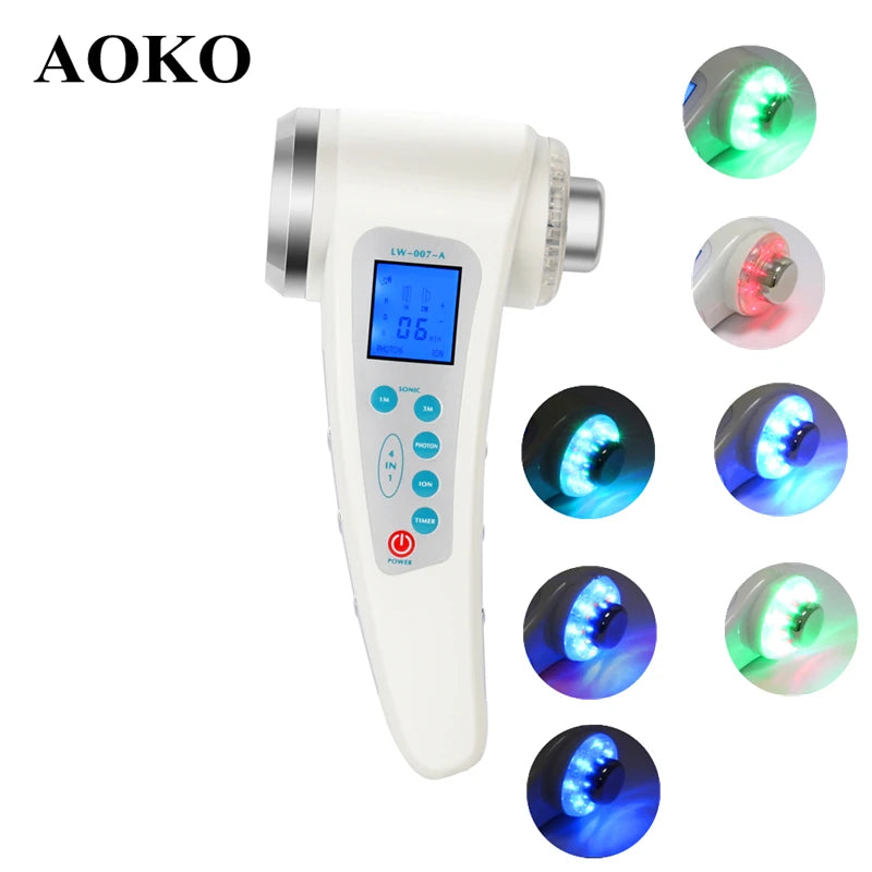 1Mhz 3Mhz Ultrasonic Face Skin Care Machine 7 Color LED Photon Beauty Tool Body Slimming anti Cellulite Massager Device