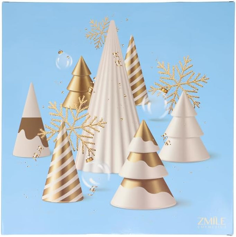Beauty Advent Calendar '3D Christmas Trees' - 24 Surprises for Make-Up and Styling in Traditional Door Advent Calendar with Vegan Cosmetics