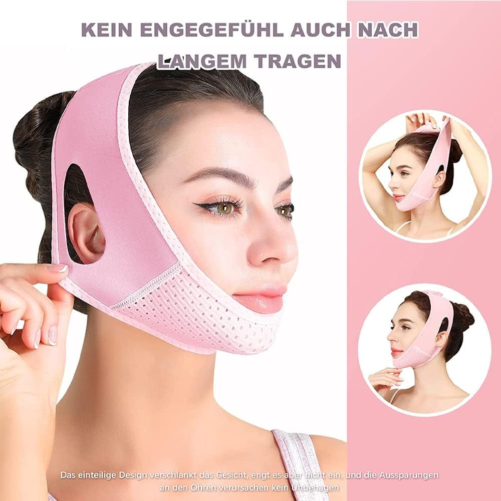 Amincissant De Bandage Lifting Pour Le Visage V Line Masque,Masque Minceur En Forme De V Lifting Masque Visage,Minceur Visage,Masque Anti-Rides Pour Double Menton Et Peau Affaissée(Rose)