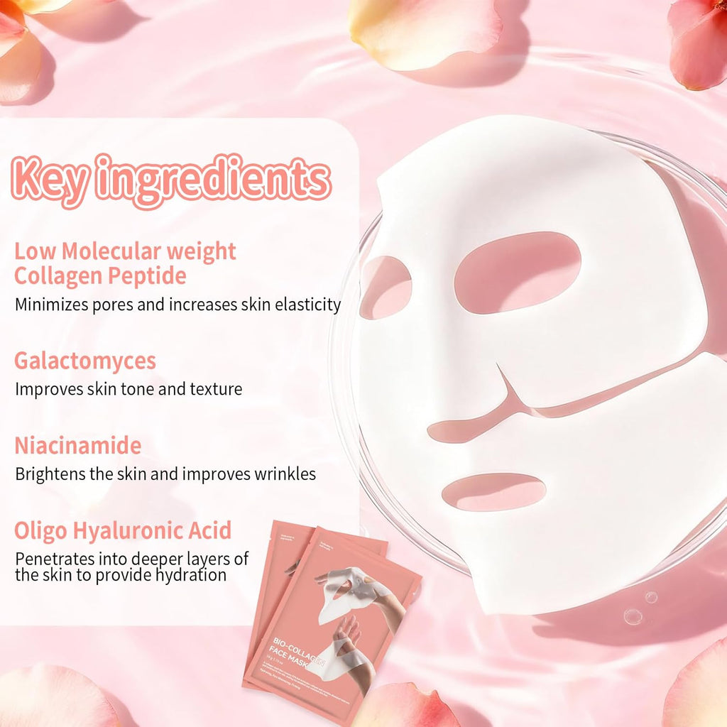 5 Pièces Bio-Collagen Real Deep Mask, Masque Collagene Visage Korean, Soins Pour Le Visage, Resserrement Des Pores, Traitement Des Rides