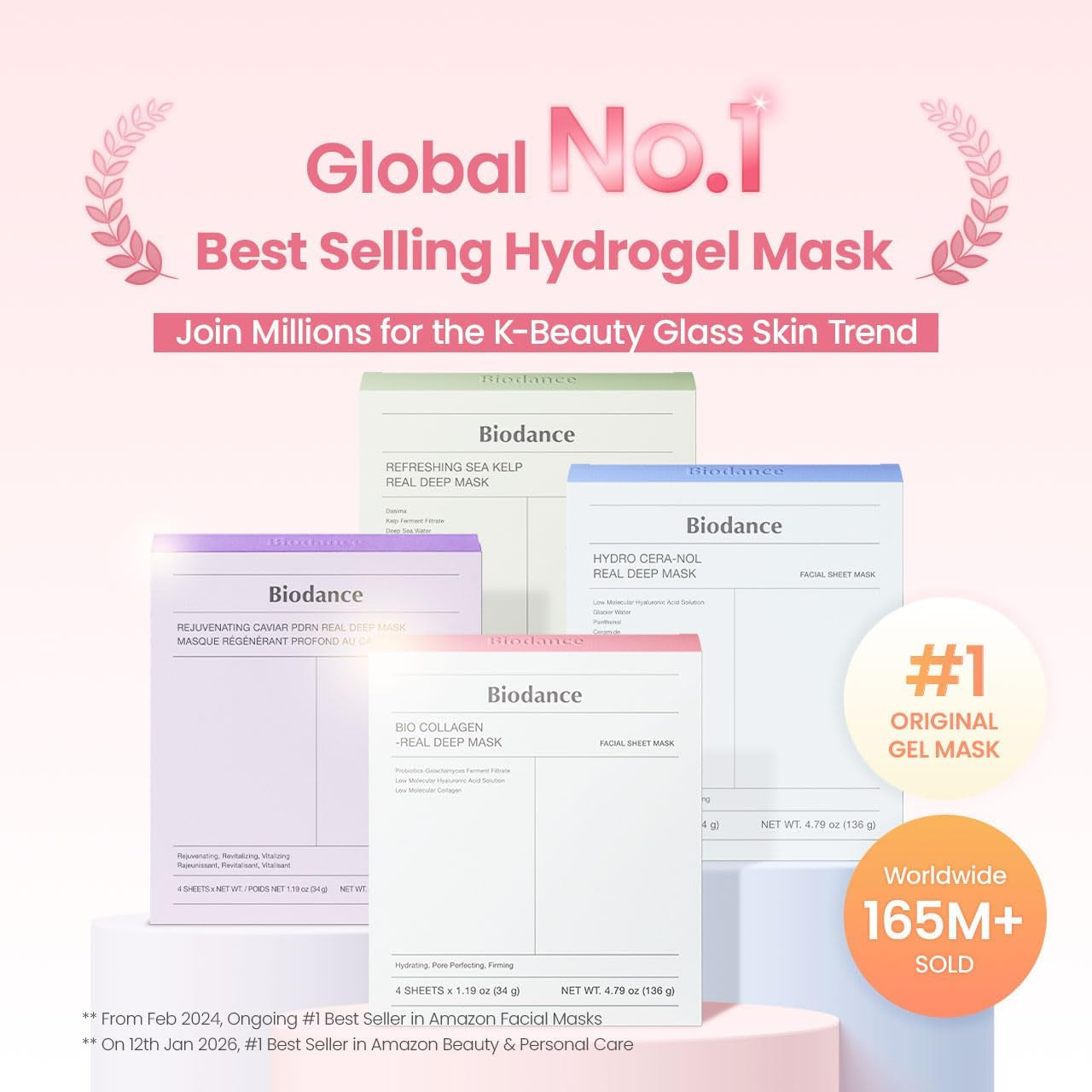 Bio-Collagen Masque Profond Réel, Masque Hydrogel, Minimisation Des Pores, Amélioration De L'Élasticité, Skincare Coréenne| 34 G (1,19 Oz) X 4 Pièces