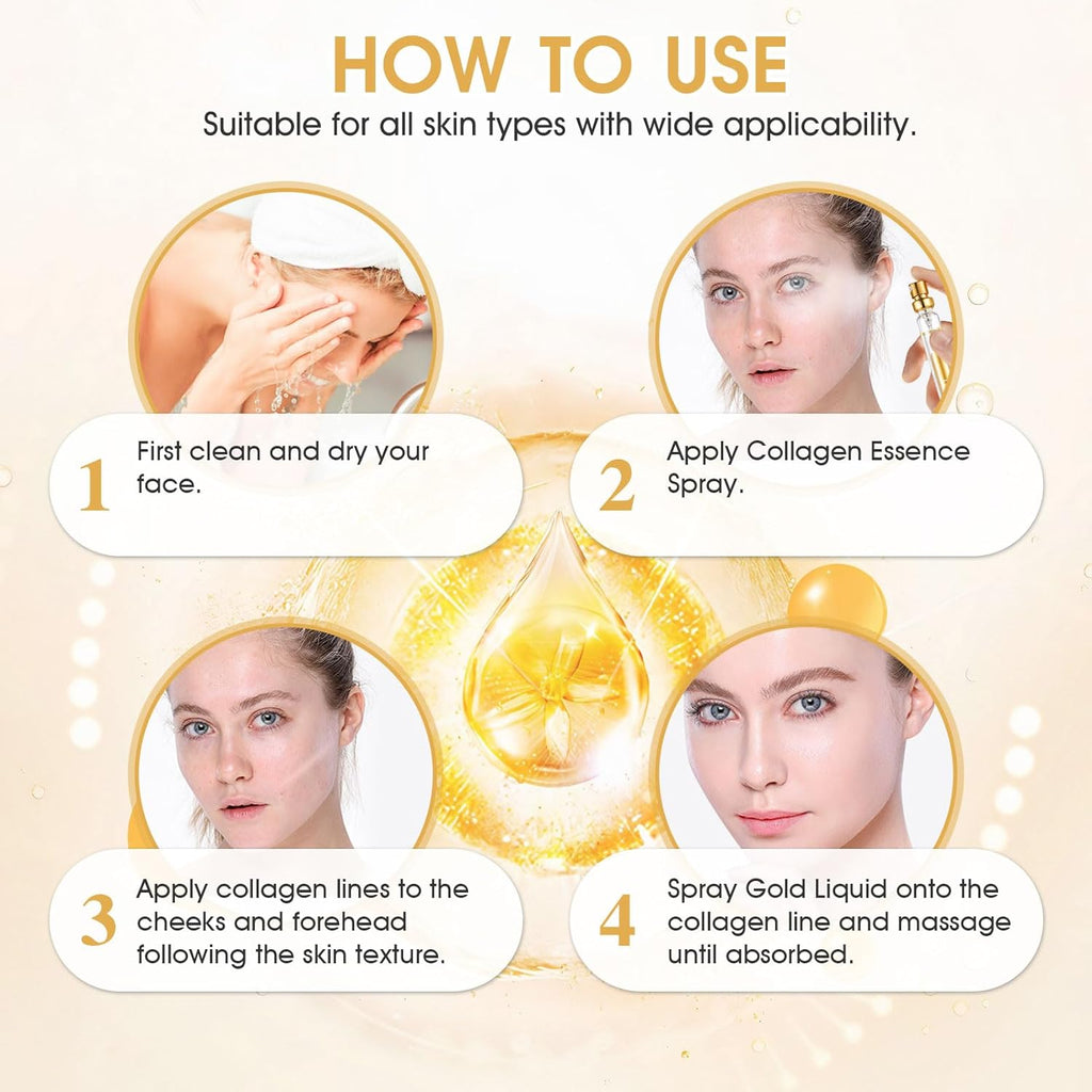 Allony Fil De Soie Collagene, Fil De Collagene Pour Le Visage, 75Ml Serum Visage+20Pcs Fils De Collagène Résorbables, Lifting Visage, Améliorer La Peau En Général
