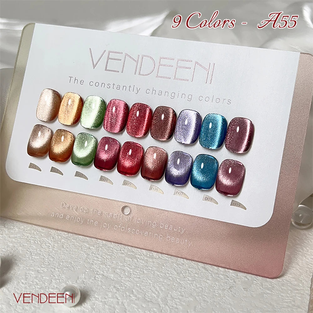 9 Colors Crystal Wide Cat Eye Gel Nail Polish Set Magnetic UV Soak off Gel Varnish Silver Snowlight Cat Eye Gel Lacquer