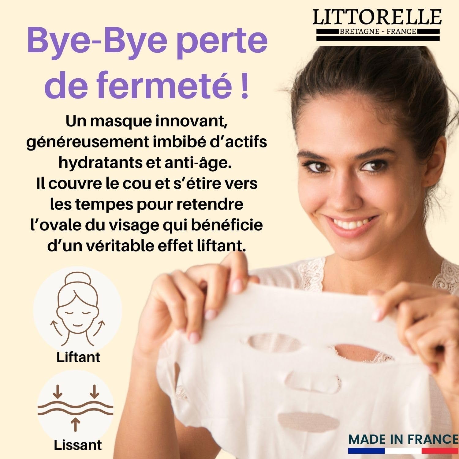 Masque Visage N°6 Sérum Hydratant Au Collagène Et Vitamine E – Made in France – Anti-Age Et Hydratant – Soin Anti-Rides – Masque Tissu Tous Types De Peaux