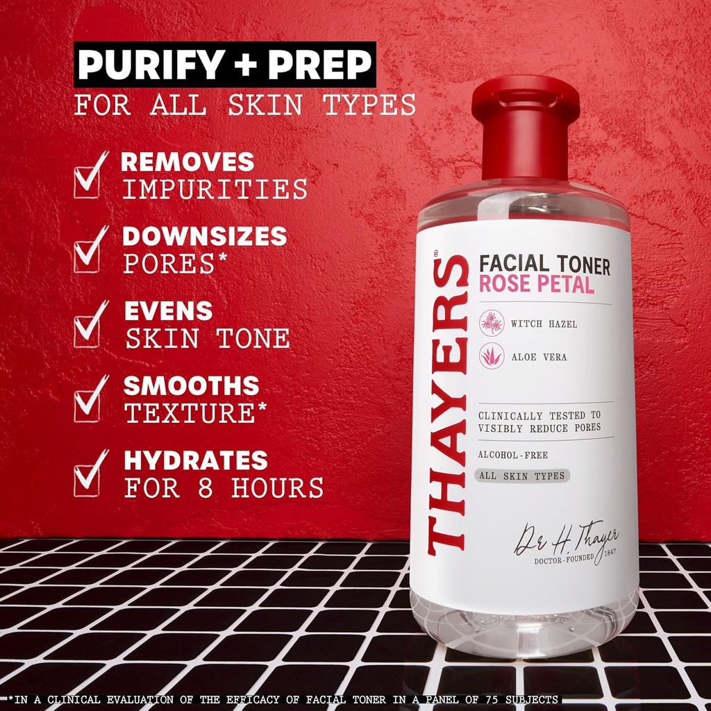 Thayers Lotion Tonique Douce - Pétale De Rose, Hamamélis & Aloe Vera Bio - Hydratation & Pores Resserrés - Sans Cruauté Animale - Sans Alcool - Vegan - 98% D'Ingrédients Naturels - 355 Ml