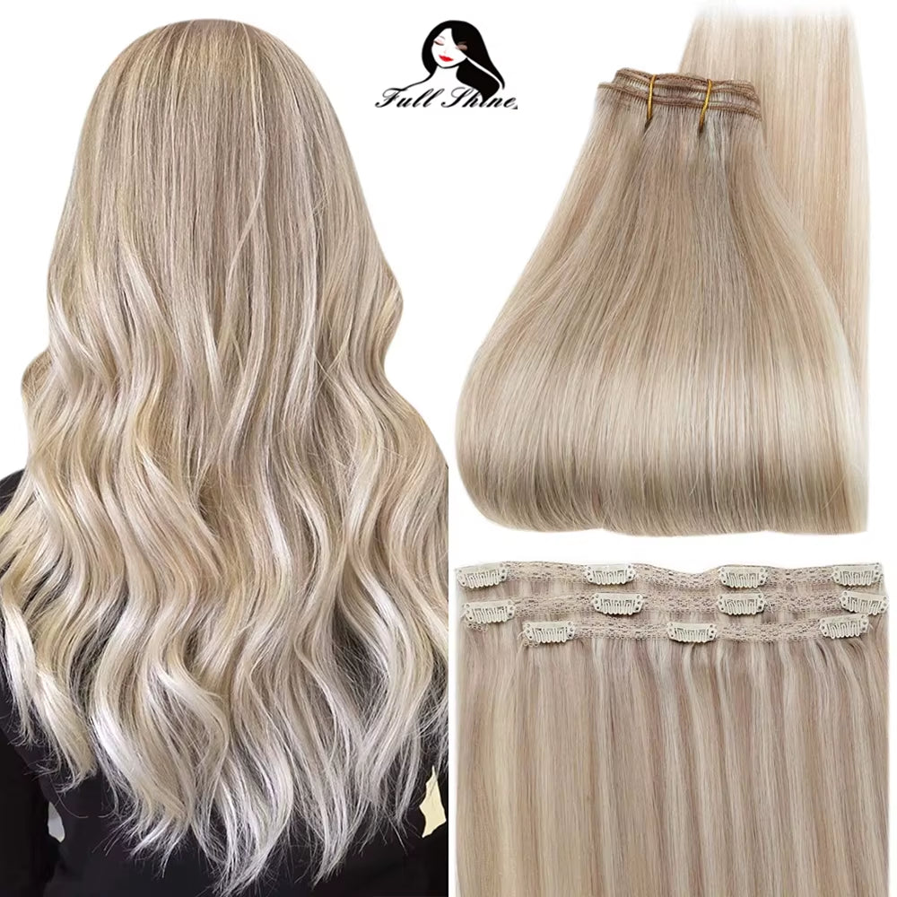 50 Grams Clip in Hair Extensions Human Hair Ombre Color 3Pcs Human Hair Clip in Extensions for Women