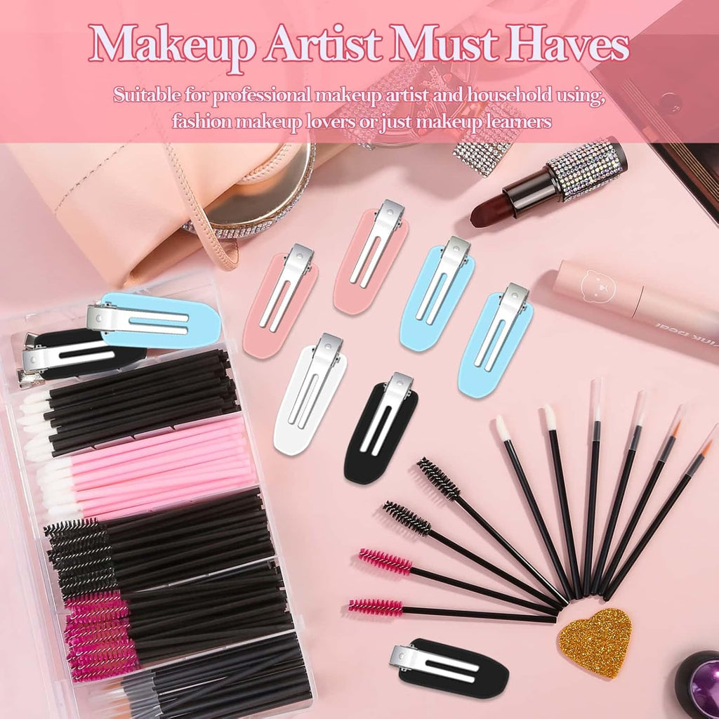 Kit D'Applicateurs De Maquillage Jetables Avec Palette De Mélange Triangulaire, Fournitures D'Artiste, Baguettes À Mascara Jetables, Pinceaux À Lèvres, Pinces À Cheveux, Houppettes À Poudre Pour Le