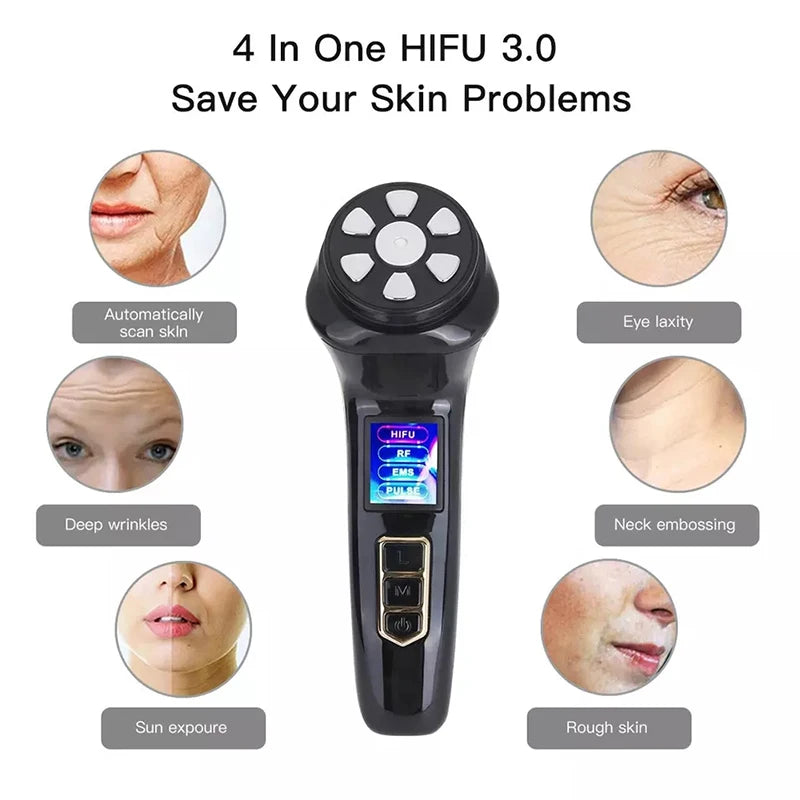 Mini HIFU 3Rd Generation Original EMS RF plus Ultrasonic Rejuvenation Tighten Lifting Therapy Skin Facial Care LED anti Wrinkle