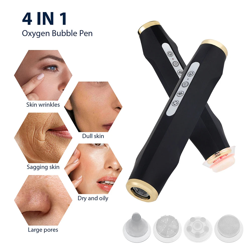 Portable CO2 Oxygen Bubble Pen Rechargeable Facial Cleaning Rejuvenation Serum Input Pen Anti-Aging Skin Care Beauty Device