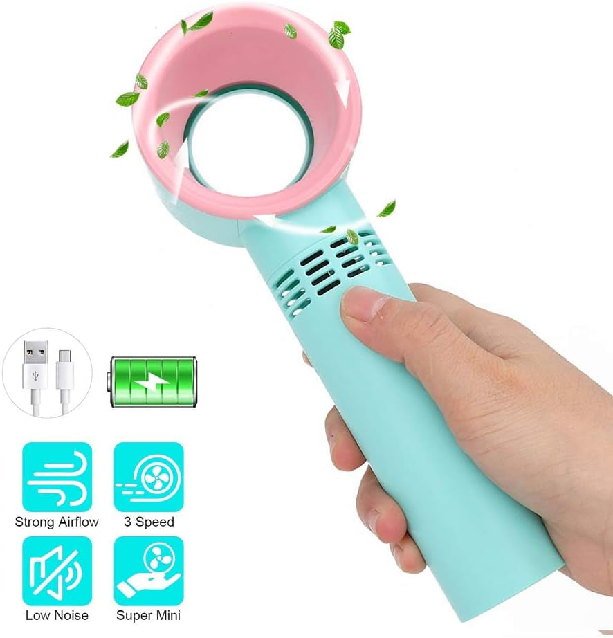 Mini Sèche Cils Sans Lame, Ventilateur Portable Rechargeable Par Usb Pour Extensions De Cils, Climatisation Essentielles a Main Cils/Maquillage/Enfants Fan Portatif Silencieux Extérieur, Intérieur