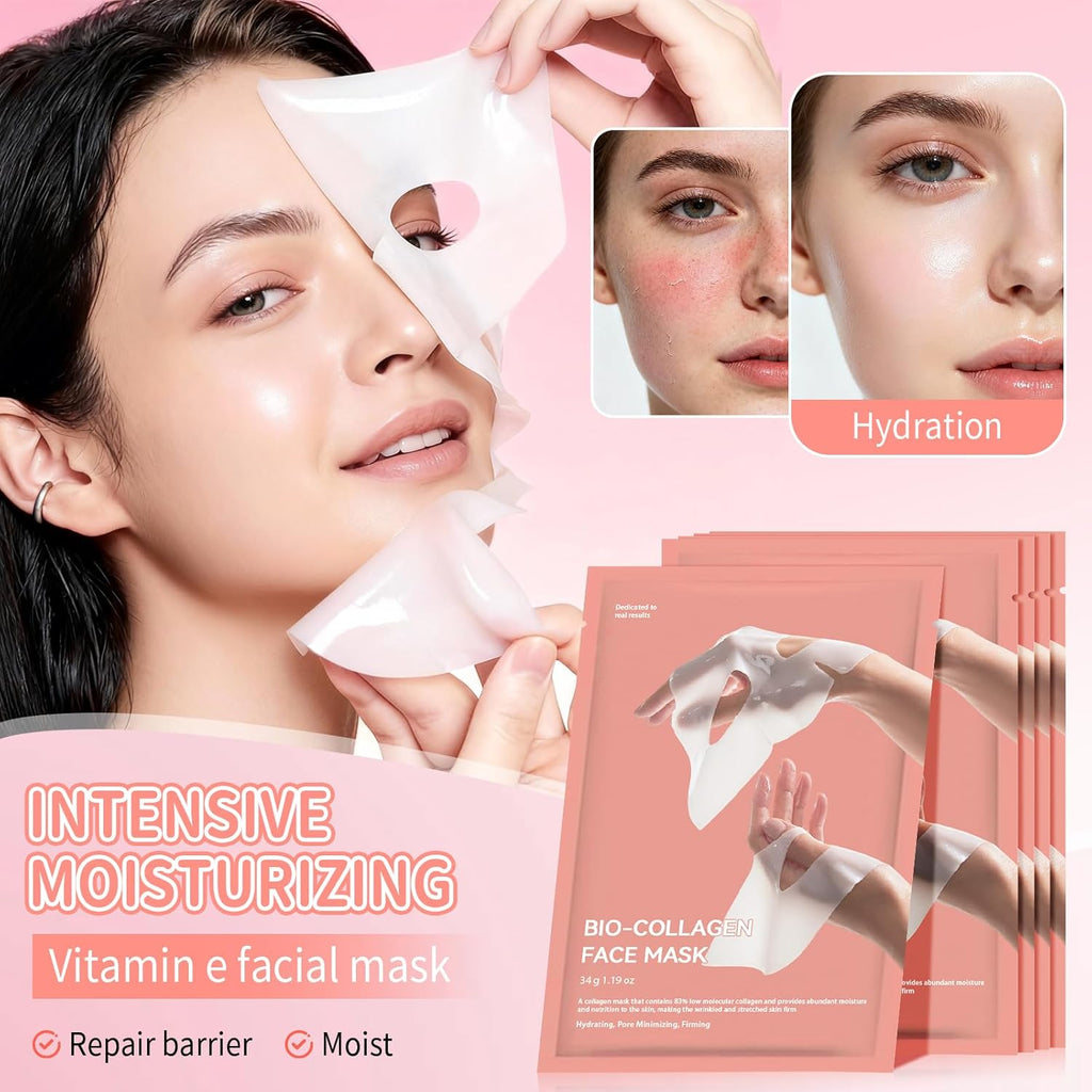 5 Pièces Bio-Collagen Real Deep Mask, Masque Collagene Visage Korean, Soins Pour Le Visage, Resserrement Des Pores, Traitement Des Rides