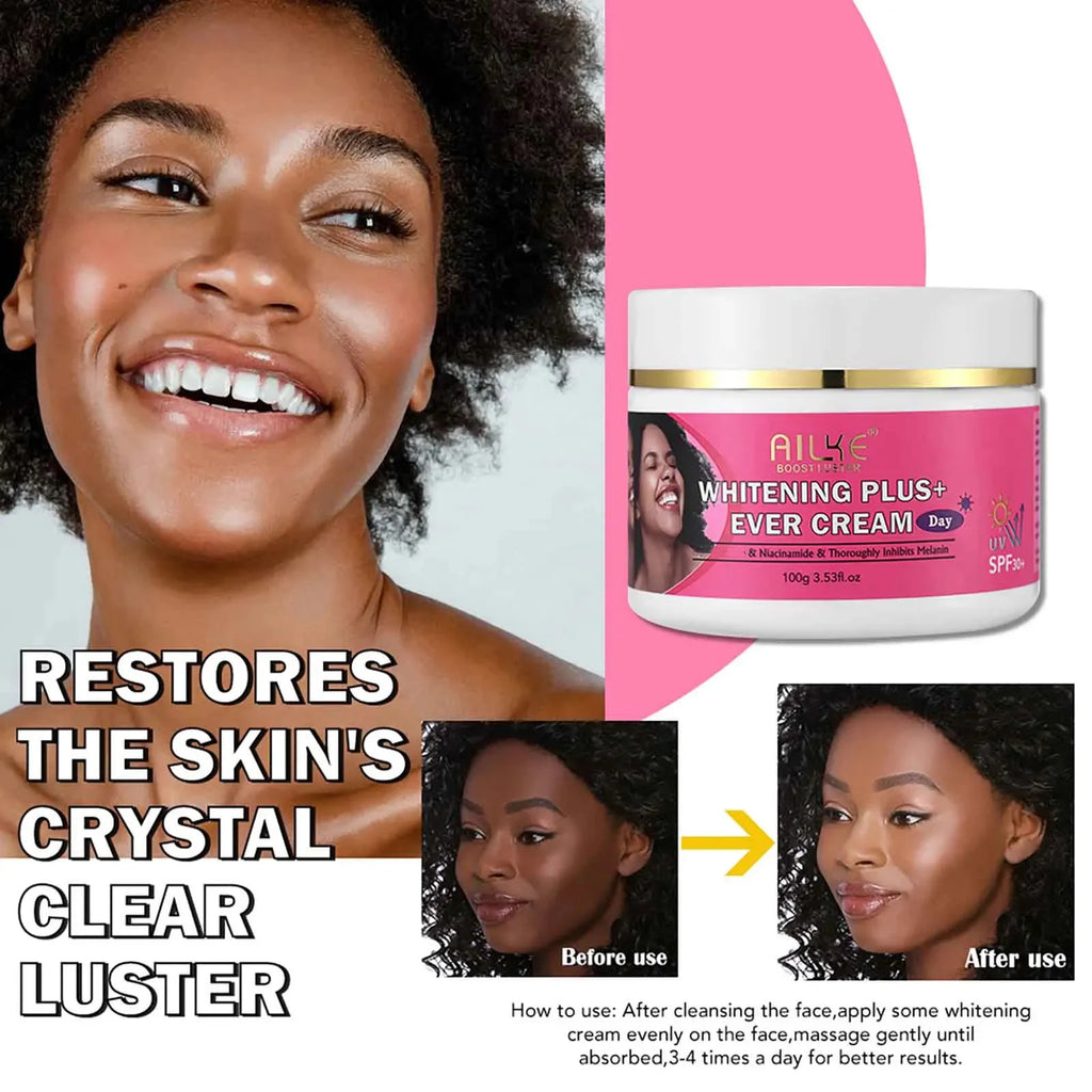 Natural Skin Brightening Set, Clean Darkness, Acne, Stains, Moisturize, Lightening, Smooth, Improve Rough and Dry Skin