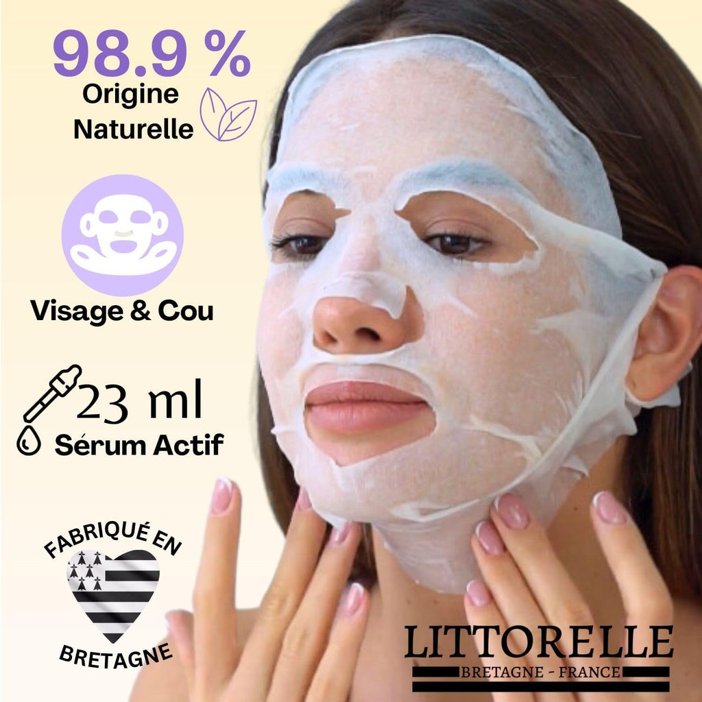 Masque Visage N°6 Sérum Hydratant Au Collagène Et Vitamine E – Made in France – Anti-Age Et Hydratant – Soin Anti-Rides – Masque Tissu Tous Types De Peaux