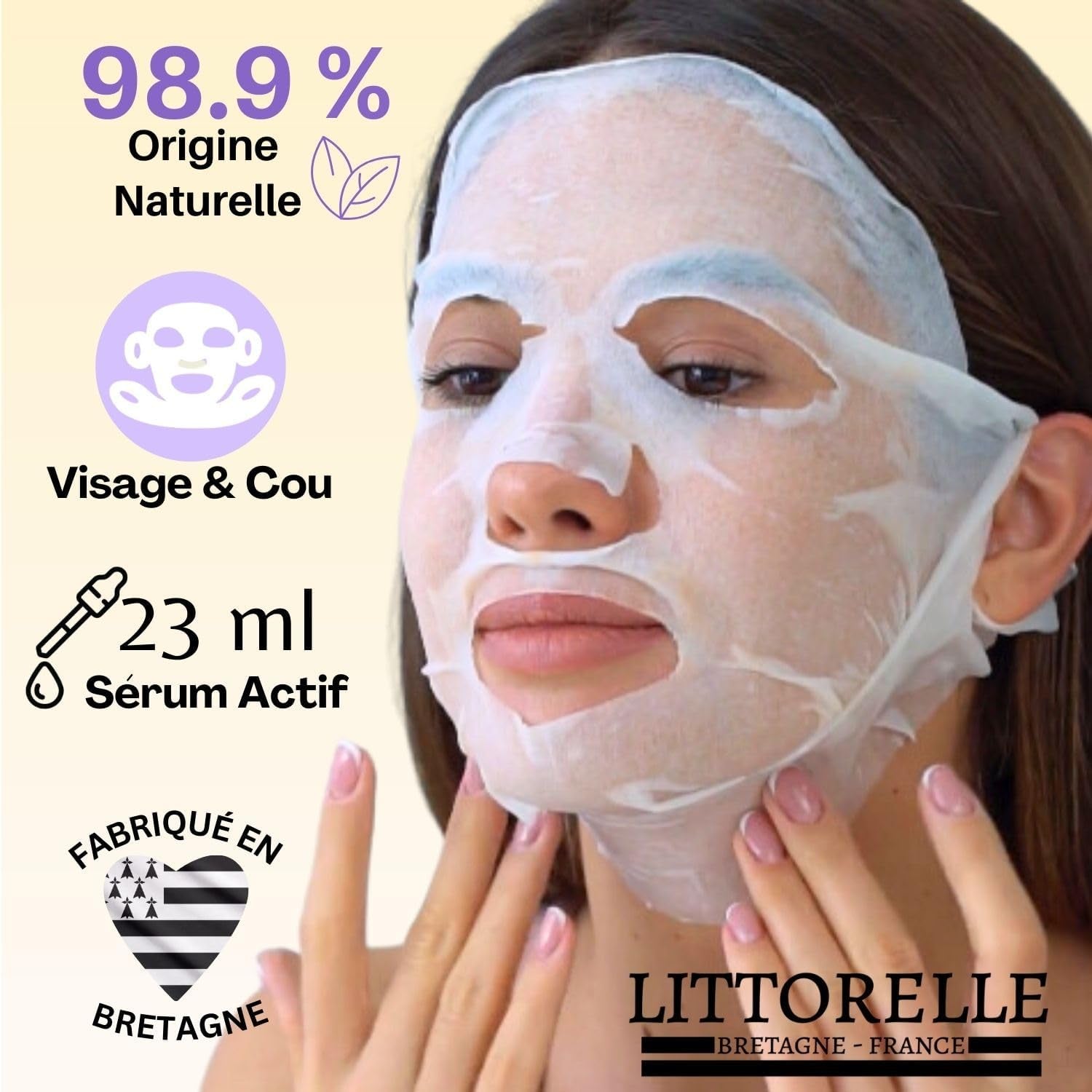 Masque Visage N°6 Sérum Hydratant Au Collagène Et Vitamine E – Made in France – Anti-Age Et Hydratant – Soin Anti-Rides – Masque Tissu Tous Types De Peaux