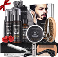 Kit Barbe Homme Complet 12 En 1, Kit De Soin Barbe Homme Avec Rouleau Barbe Contenir Huile Barbe, Shampoing Barbe,Crèmes De Barbe, Peigne Barbe,Ciseaux Barbe,Brosse À Barbe, Rasoir, 10 Lames Barbe