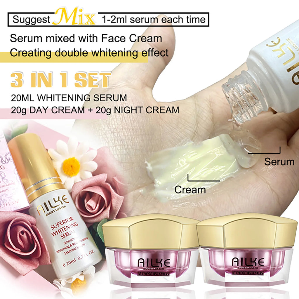 Lightenin Anti-Wrinkle Face Cream with Collagen, Hyaluronic Acid, Whitening Skin Care Women Facial Moisturizer Set