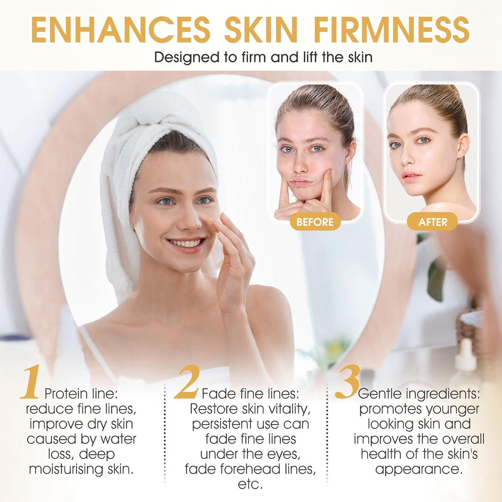 Allony Fil De Soie Collagene, Fil De Collagene Pour Le Visage, 75Ml Serum Visage+20Pcs Fils De Collagène Résorbables, Lifting Visage, Améliorer La Peau En Général