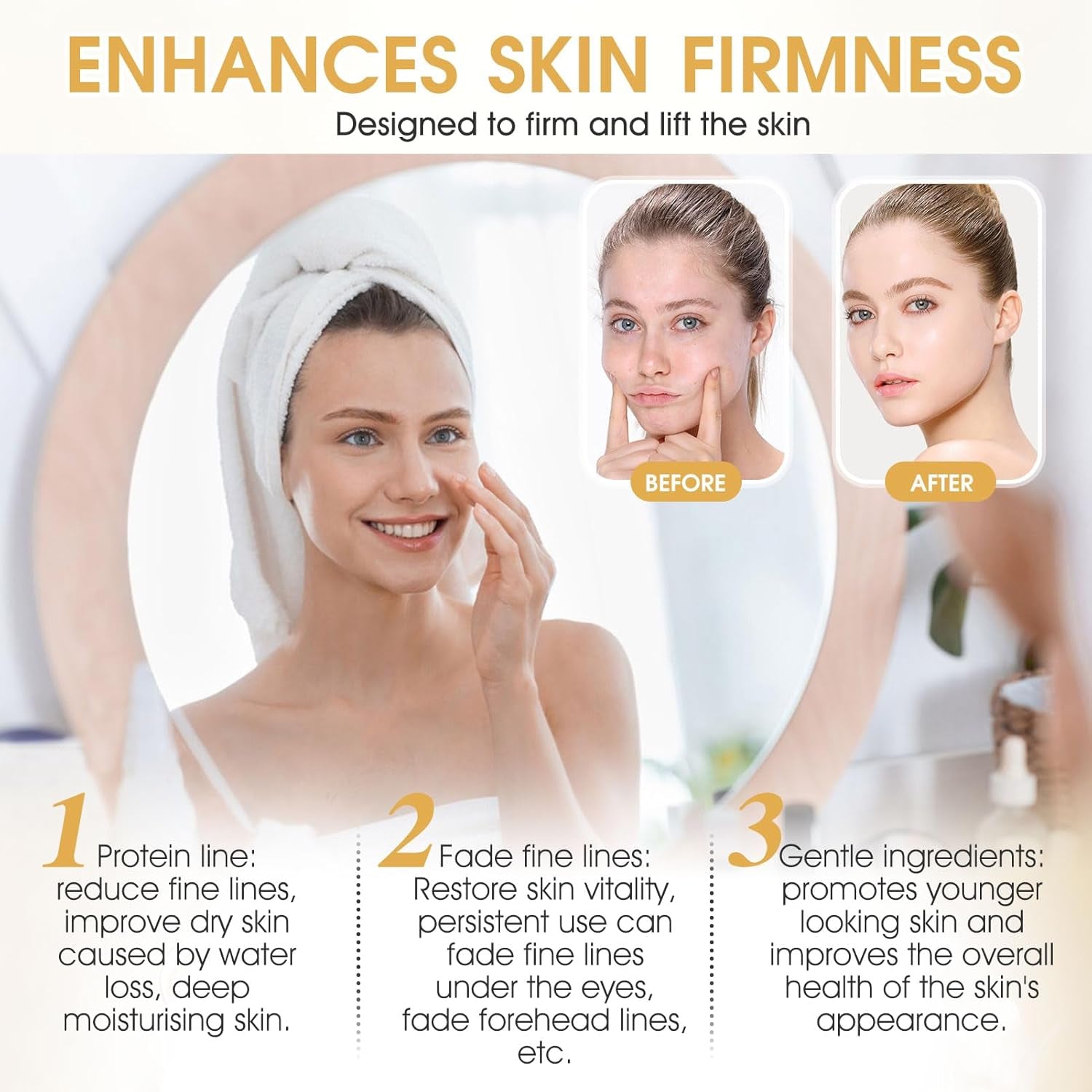 Allony Fil De Soie Collagene, Fil De Collagene Pour Le Visage, 75Ml Serum Visage+20Pcs Fils De Collagène Résorbables, Lifting Visage, Améliorer La Peau En Général