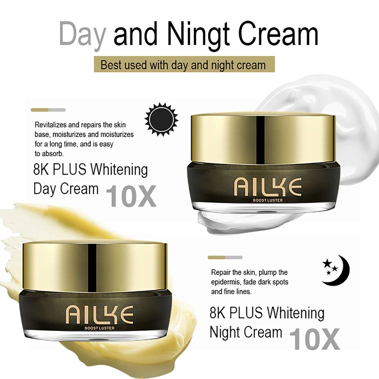 Whitening Face Cream, Reduce Dark Spots, Sun Spots, Melanin, with Collagen, Glutathione, Even Skin Tone for All Skin Types