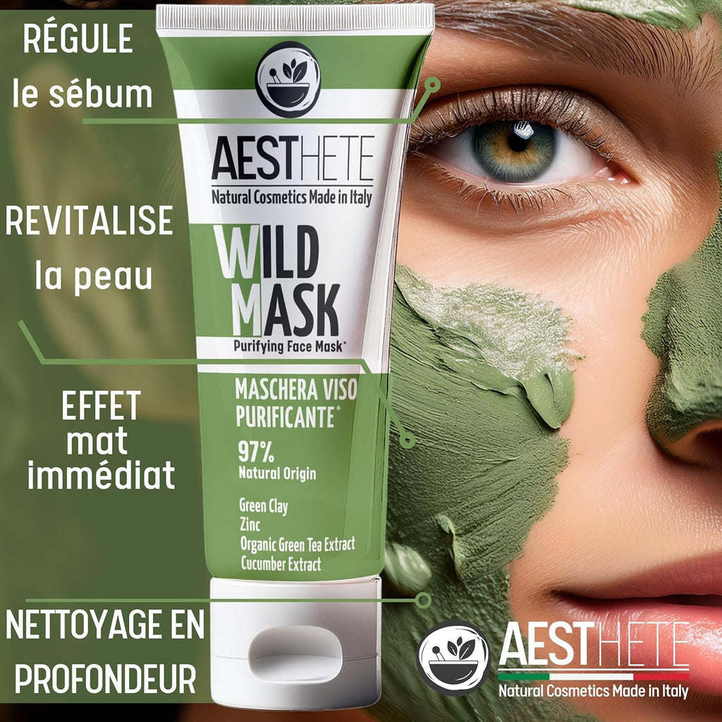 250Ml Masque Point Noir Visage Pour Femme Et Homme Avec Argile Verte Et Zinc - Stimolante Collagene - Hydratant, Purifiant, Bio - Maxi Format - Régulateur De Sébum - Anti-Imperfections & Pores Dilatés
