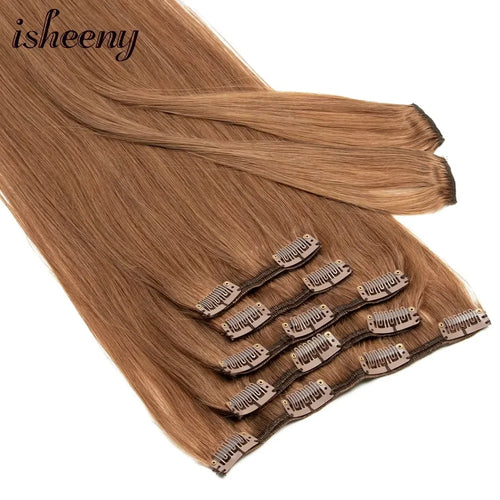 14"-22" Clip in Human Hair Extensions Brazilian Remy Natural Clip Human Hair Extension Real Natural Clip on 70G-100G