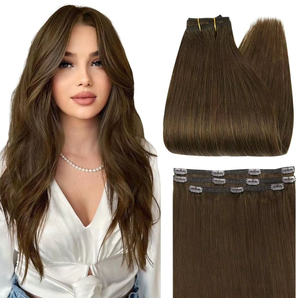 50 Grams Clip in Hair Extensions Human Hair Ombre Color 3Pcs Human Hair Clip in Extensions for Women