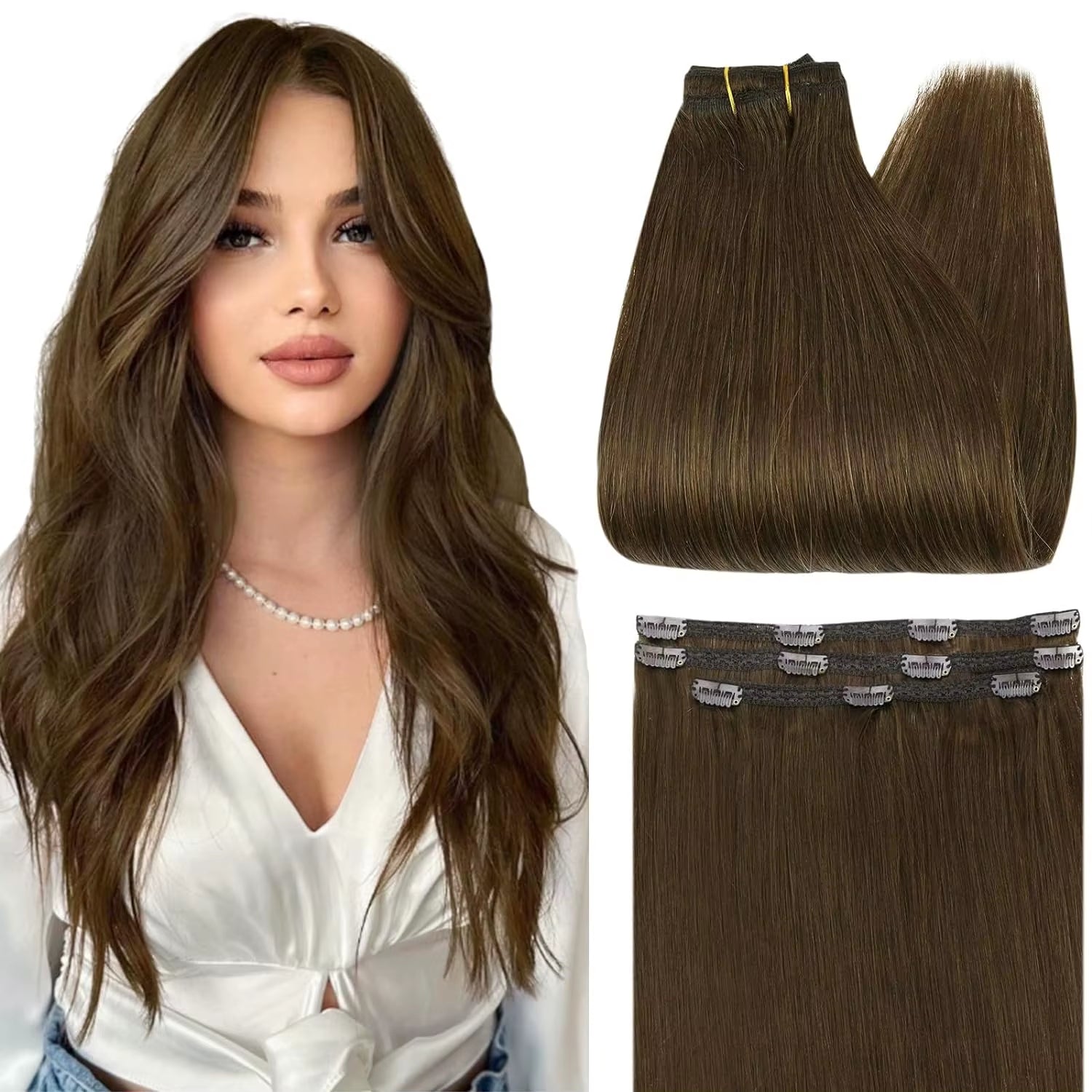 50 Grams Clip in Hair Extensions Human Hair Ombre Color 3Pcs Human Hair Clip in Extensions for Women