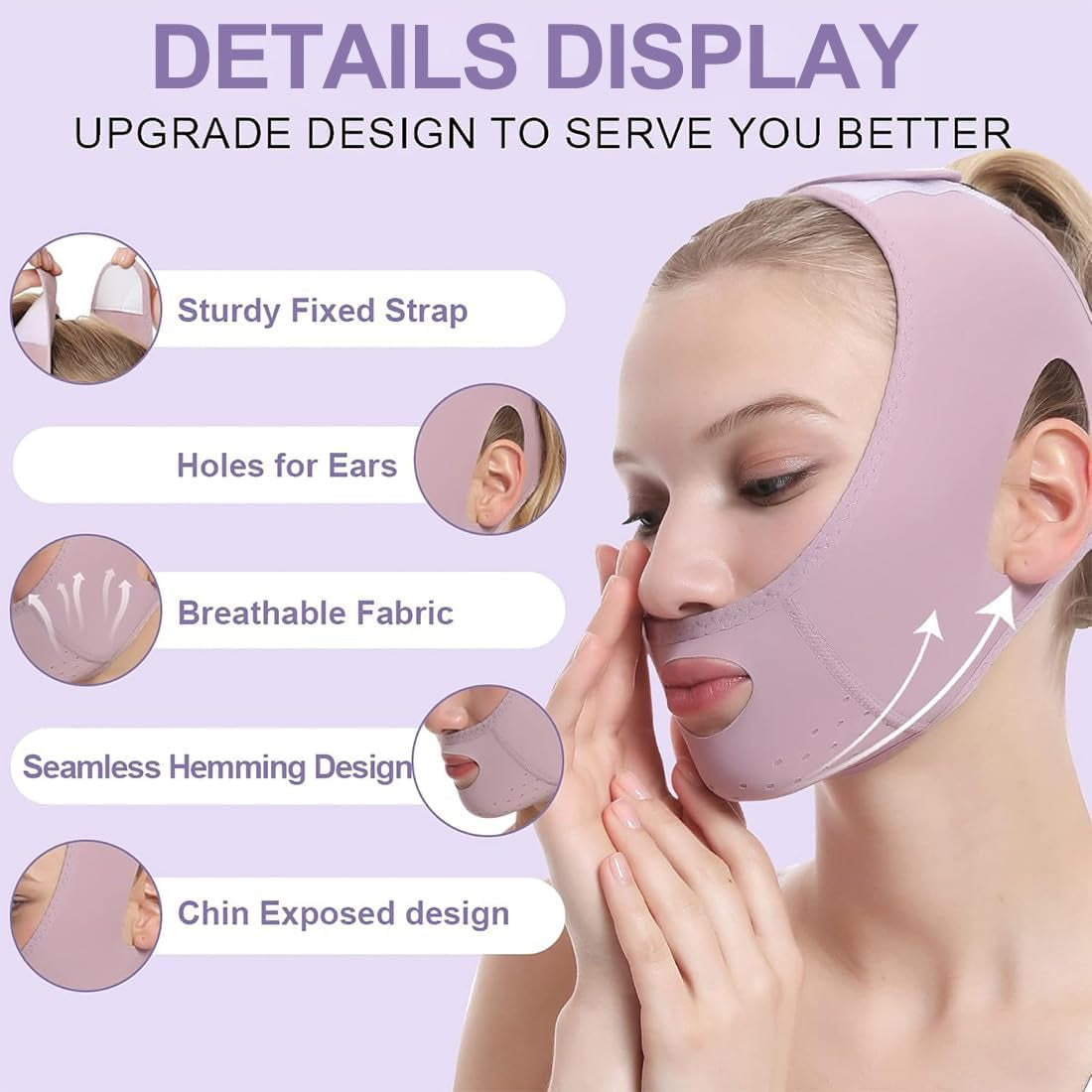 V Masque,Masque Lifting Visage,Masque De Shaper Pour Le Visage,Masque De Modelage Du Visage En V,Violet