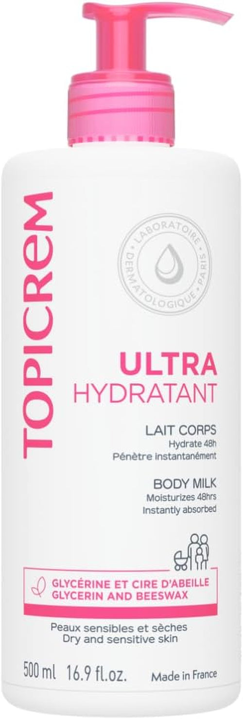 - Ultra Hydratant Lait Corps - Hydrate 48H, Relipide, Protège La Peau - Texture Onctueuse, Odeur Délicate - Crème Hydratante Pour Peaux Sensibles - Fabrication Française - 500 Ml