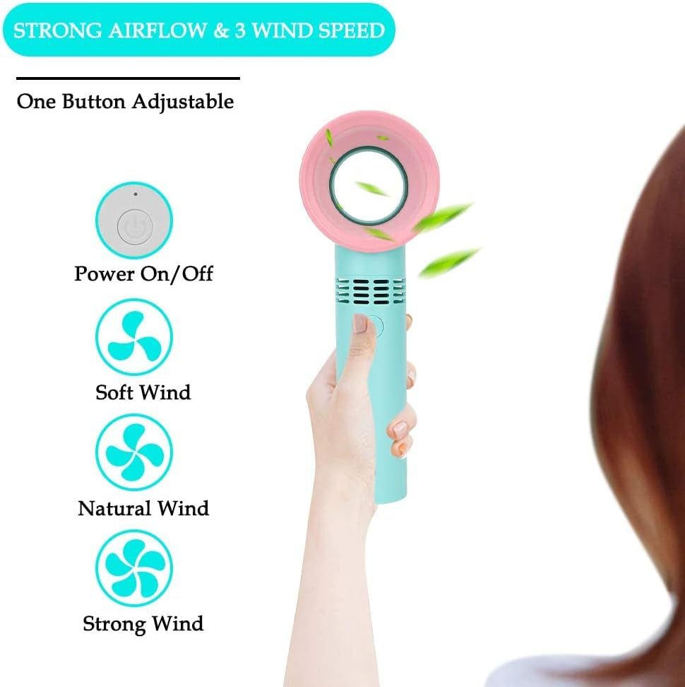 Mini Sèche Cils Sans Lame, Ventilateur Portable Rechargeable Par Usb Pour Extensions De Cils, Climatisation Essentielles a Main Cils/Maquillage/Enfants Fan Portatif Silencieux Extérieur, Intérieur