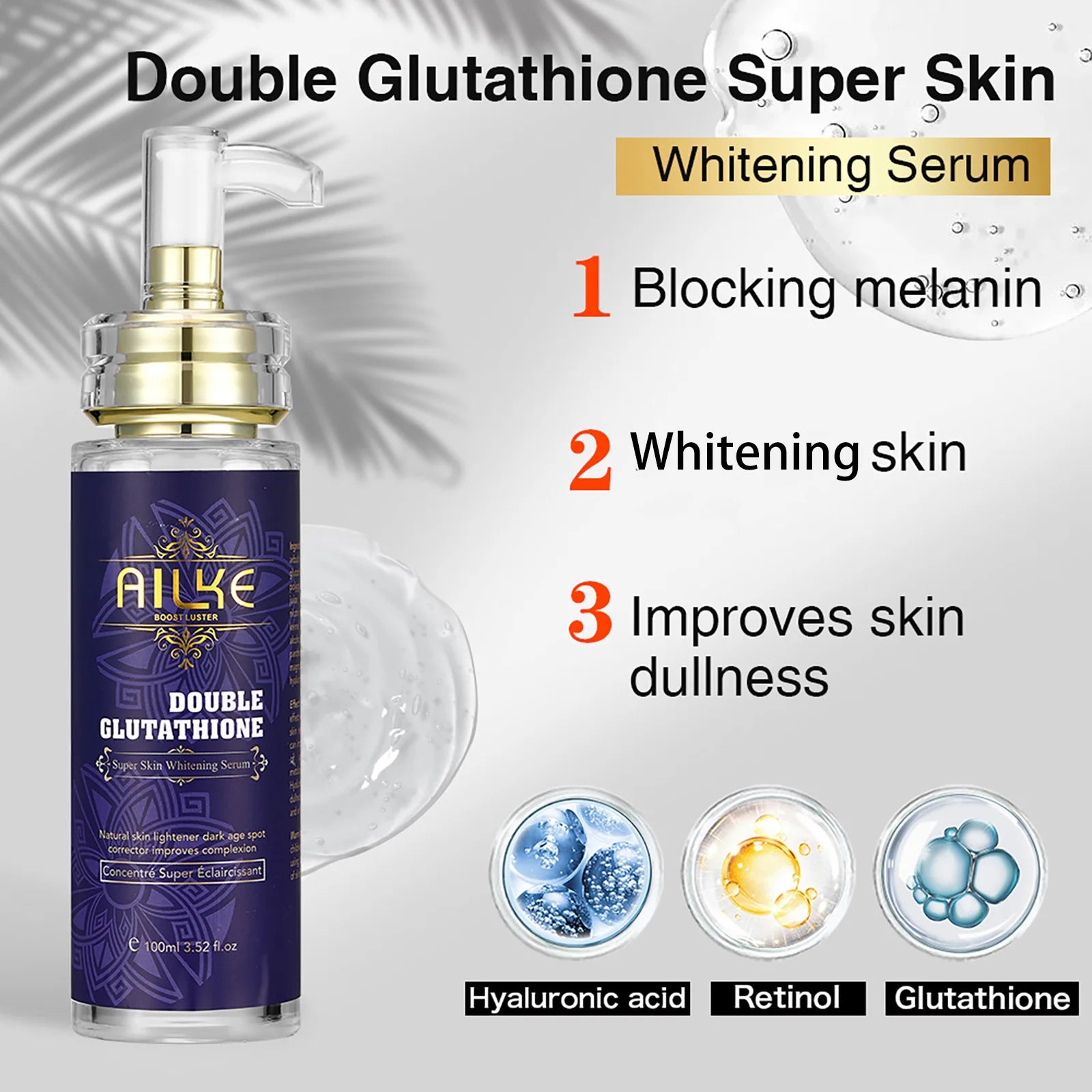 Hydrating & Brightening Serum for Dark Spots, Fine Lines and Wrinkles, with Collagen, Glutathione, for Face and Body Use