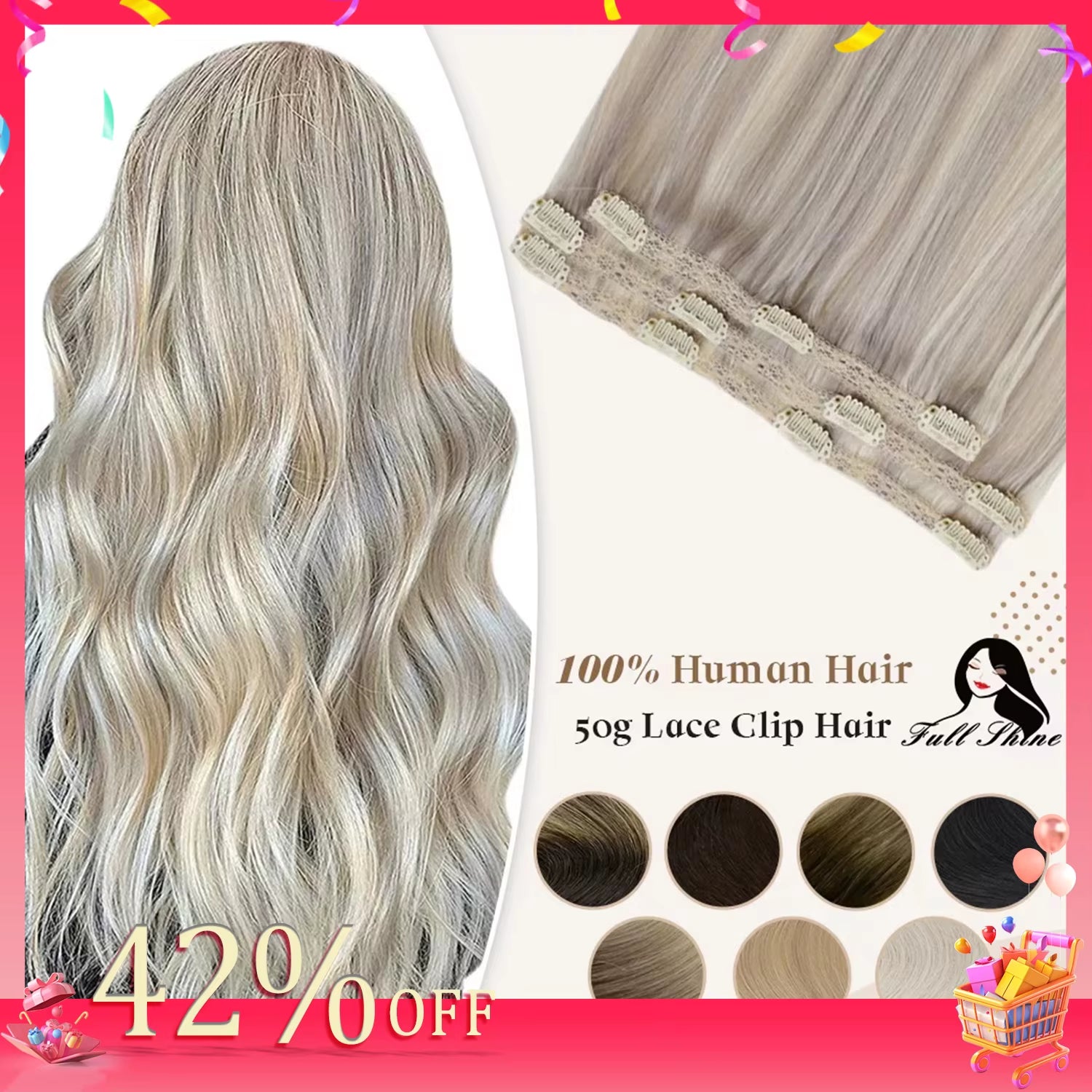 50 Grams Clip in Hair Extensions Human Hair Ombre Color 3Pcs Human Hair Clip in Extensions for Women