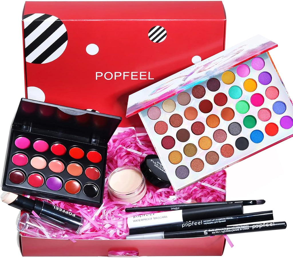 Kit De Maquillage Complet, Coffret Maquillage Femme, Kit Maquillage Femme, Lot Maquillage Avec Ombres Paupières, Rouge À Lèvre, Pinceaux, Mascara