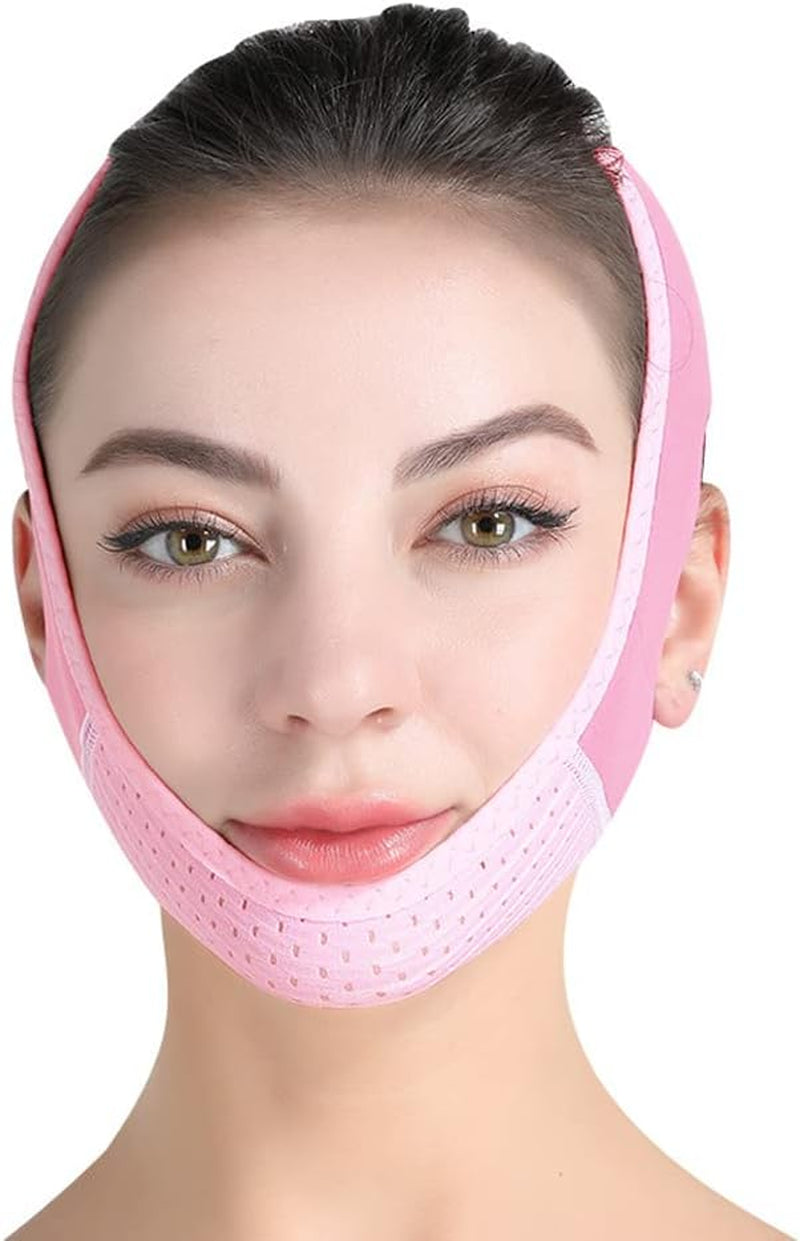 Amincissant De Bandage Lifting Pour Le Visage V Line Masque,Masque Minceur En Forme De V Lifting Masque Visage,Minceur Visage,Masque Anti-Rides Pour Double Menton Et Peau Affaissée(Rose)